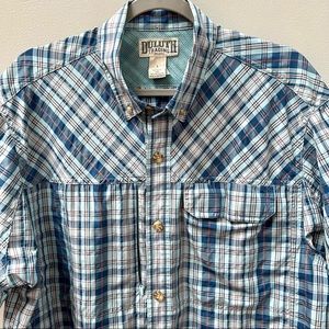 Men’s Duluth Trading Company Quick Dry Fishing/ Outdoor Shirt Short Sleeve L